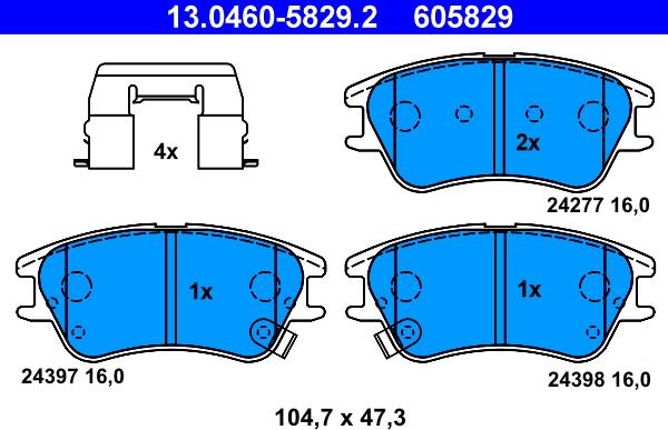 ATE 13.0460-5829.2 - Тормозные колодки, дисковые, комплект unicars.by