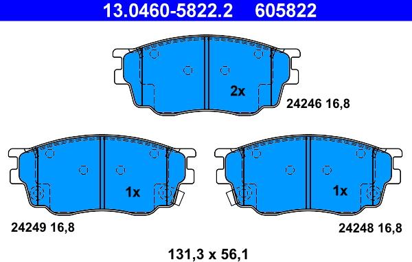 ATE 13.0460-5822.2 - Тормозные колодки, дисковые, комплект unicars.by