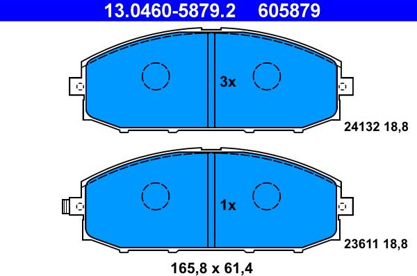 ATE 13.0460-5879.2 - Тормозные колодки, дисковые, комплект unicars.by