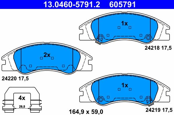 ATE 13.0460-5791.2 - Тормозные колодки, дисковые, комплект unicars.by