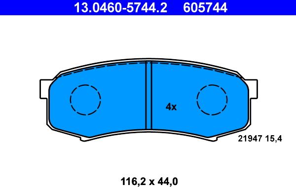 ATE 13.0460-5744.2 - Тормозные колодки, дисковые, комплект unicars.by