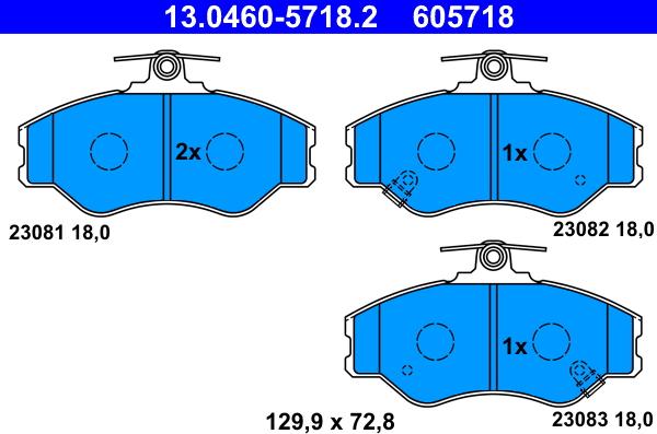 ATE 13.0460-5718.2 - Тормозные колодки, дисковые, комплект unicars.by