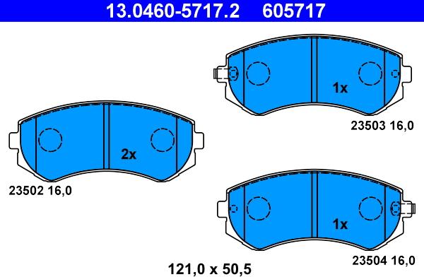 ATE 13.0460-5717.2 - Тормозные колодки, дисковые, комплект unicars.by