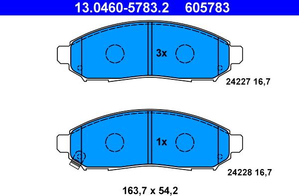 ATE 13.0460-5783.2 - Тормозные колодки, дисковые, комплект unicars.by