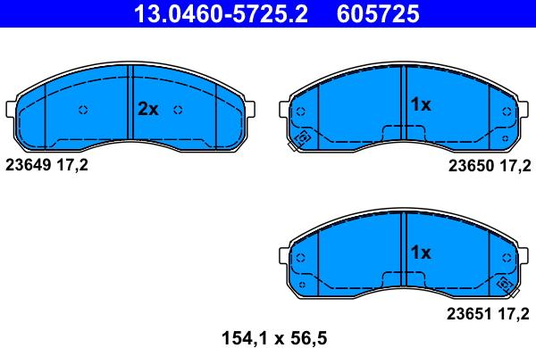 ATE 13.0460-5725.2 - Тормозные колодки, дисковые, комплект unicars.by