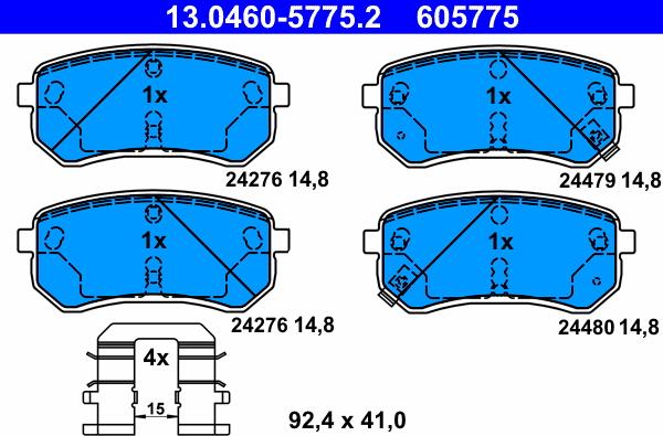 ATE 13.0460-5775.2 - Тормозные колодки, дисковые, комплект unicars.by