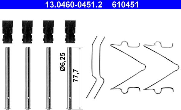 ATE 13.0460-0451.2 - Комплектующие для колодок дискового тормоза unicars.by