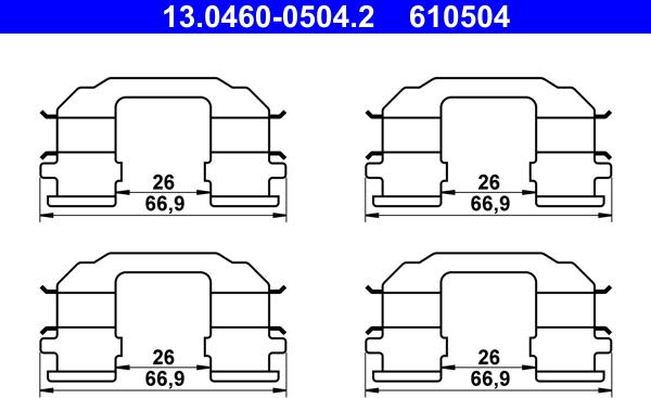 ATE 13.0460-0504.2 - Комплектующие для колодок дискового тормоза unicars.by