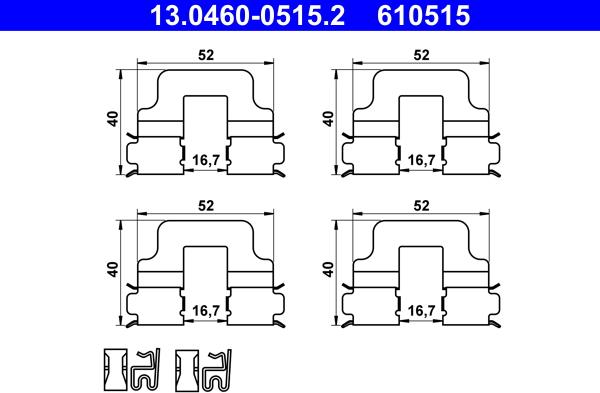 ATE 13.0460-0515.2 - Комплектующие для колодок дискового тормоза unicars.by