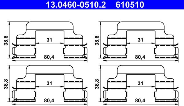 ATE 13.0460-0510.2 - Комплектующие для колодок дискового тормоза unicars.by