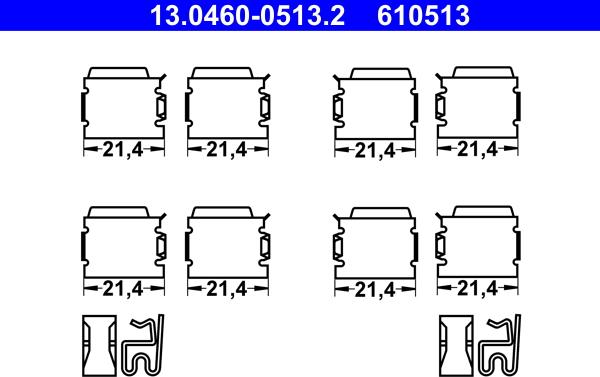 ATE 13.0460-0513.2 - Комплектующие для колодок дискового тормоза unicars.by