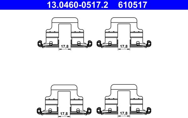 ATE 13.0460-0517.2 - Комплектующие для колодок дискового тормоза unicars.by