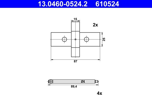 ATE 13.0460-0524.2 - Комплектующие для колодок дискового тормоза unicars.by