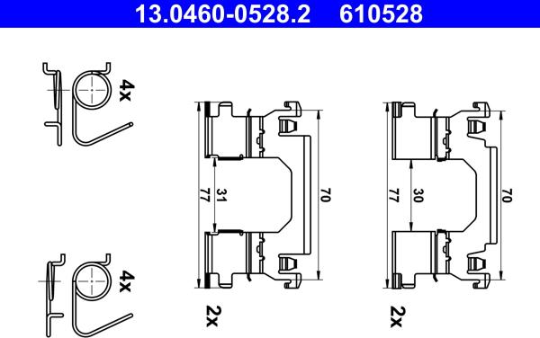ATE 13.0460-0528.2 - Комплектующие для колодок дискового тормоза unicars.by