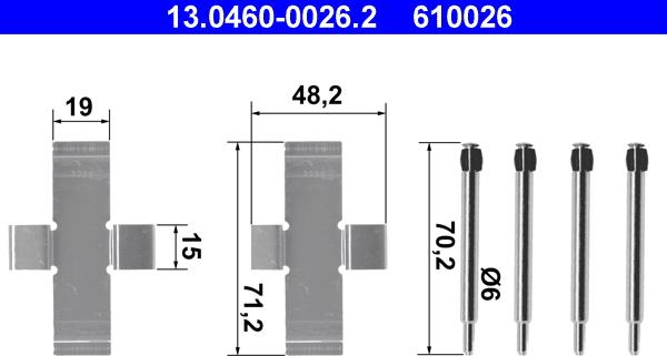 ATE 13.0460-0026.2 - Комплектующие для колодок дискового тормоза unicars.by