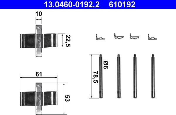ATE 13.0460-0192.2 - Комплектующие для колодок дискового тормоза unicars.by