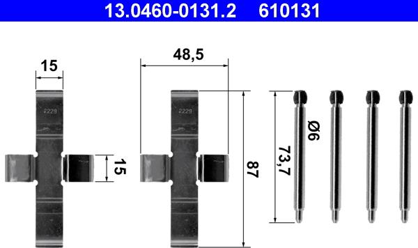 ATE 13.0460-0131.2 - Комплектующие для колодок дискового тормоза unicars.by