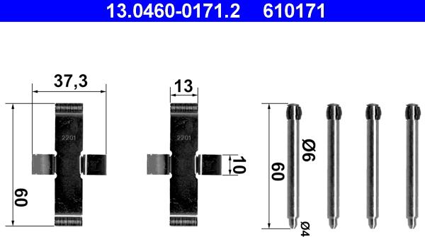 ATE 13.0460-0171.2 - Комплектующие для колодок дискового тормоза unicars.by