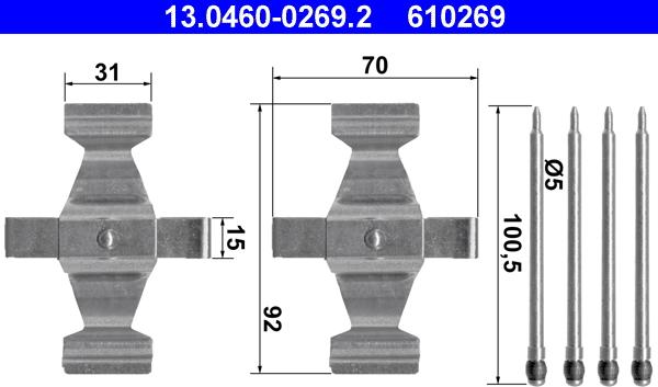 ATE 13.0460-0269.2 - Комплектующие для колодок дискового тормоза unicars.by