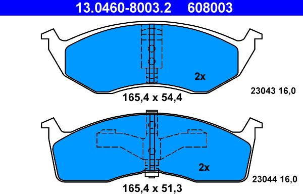 ATE 13.0460-8003.2 - Тормозные колодки, дисковые, комплект unicars.by