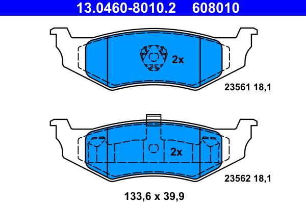 ATE 13.0460-8010.2 - Тормозные колодки, дисковые, комплект unicars.by