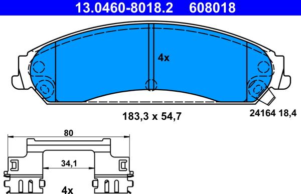 ATE 13.0460-8018.2 - Тормозные колодки, дисковые, комплект unicars.by