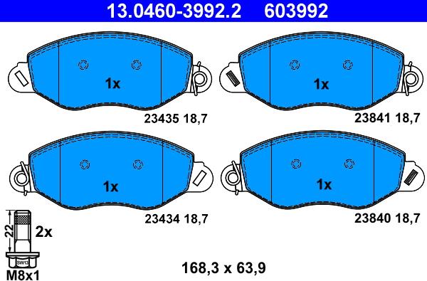 ATE 13.0460-3992.2 - Тормозные колодки, дисковые, комплект unicars.by