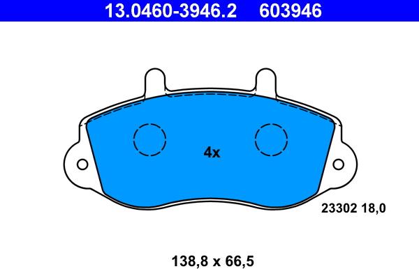 ATE 13.0460-3946.2 - Тормозные колодки, дисковые, комплект unicars.by