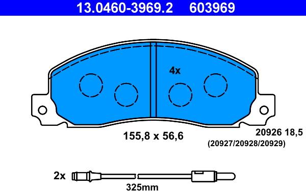 ATE 13.0460-3969.2 - Тормозные колодки, дисковые, комплект unicars.by