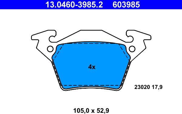 ATE 13.0460-3985.2 - Тормозные колодки, дисковые, комплект unicars.by