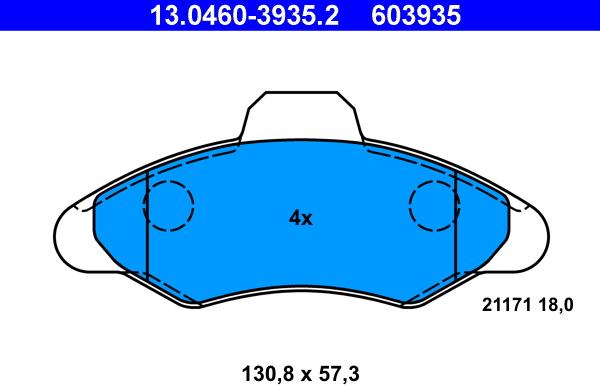 ATE 13.0460-3935.2 - Тормозные колодки, дисковые, комплект unicars.by