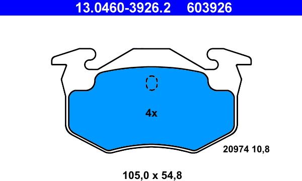 ATE 13.0460-3926.2 - Тормозные колодки, дисковые, комплект unicars.by