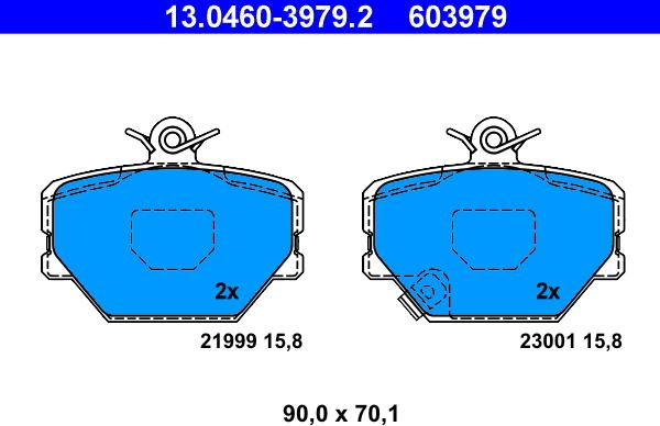 ATE 13.0460-3979.2 - Тормозные колодки, дисковые, комплект unicars.by