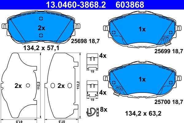 ATE 13.0460-3868.2 - Тормозные колодки, дисковые, комплект unicars.by