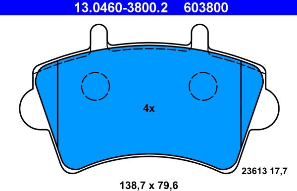 ATE 13.0460-3800.2 - Тормозные колодки, дисковые, комплект unicars.by