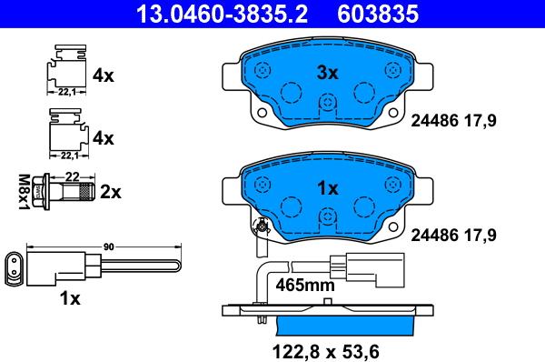 ATE 13.0460-3835.2 - Тормозные колодки, дисковые, комплект unicars.by