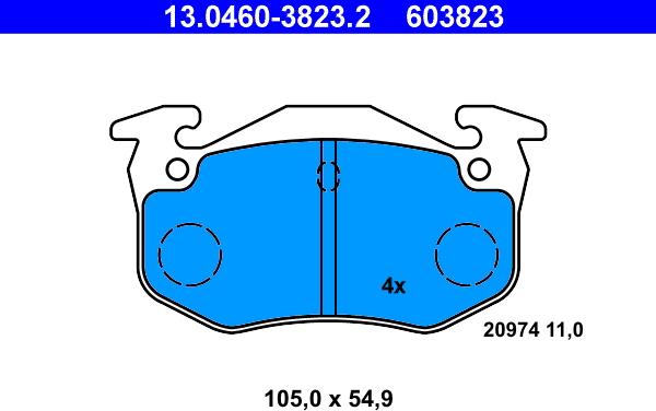 ATE 13.0460-3823.2 - Тормозные колодки, дисковые, комплект unicars.by