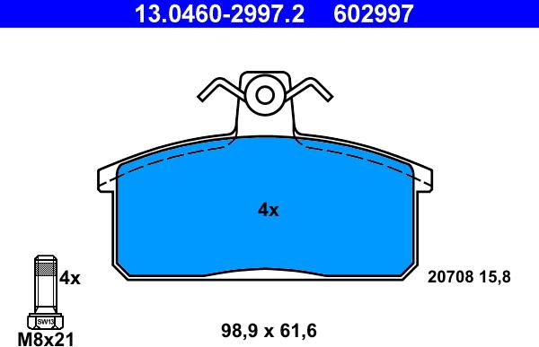 ATE 13.0460-2997.2 - Тормозные колодки, дисковые, комплект unicars.by