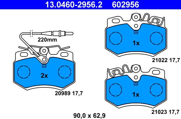 ATE 13.0460-2956.2 - Тормозные колодки, дисковые, комплект unicars.by