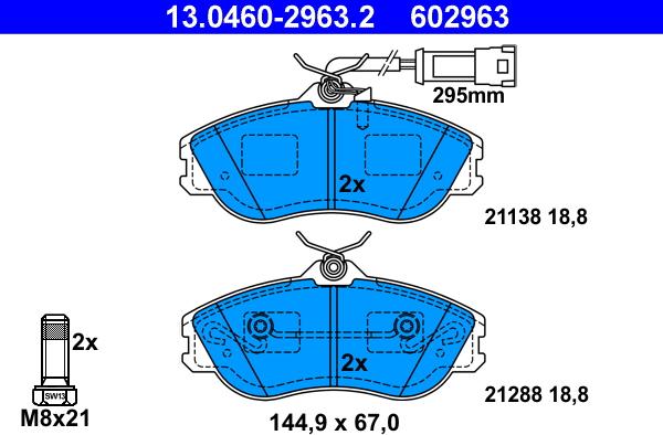 ATE 13.0460-2963.2 - Тормозные колодки, дисковые, комплект unicars.by