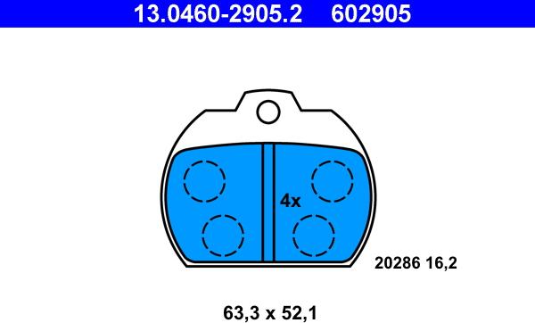 ATE 13.0460-2905.2 - Тормозные колодки, дисковые, комплект unicars.by