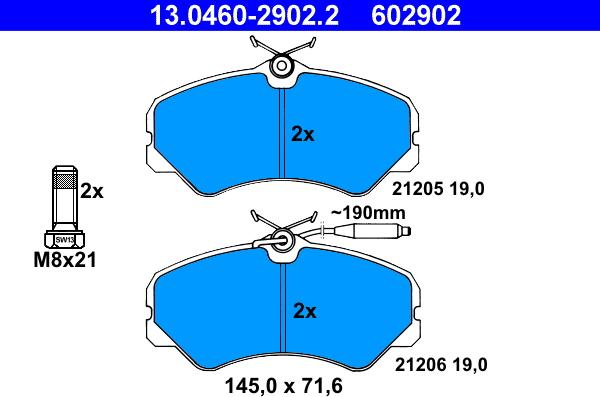 ATE 13.0460-2902.2 - Тормозные колодки, дисковые, комплект unicars.by