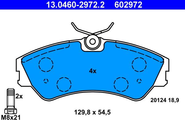 ATE 13.0460-2972.2 - Тормозные колодки, дисковые, комплект unicars.by