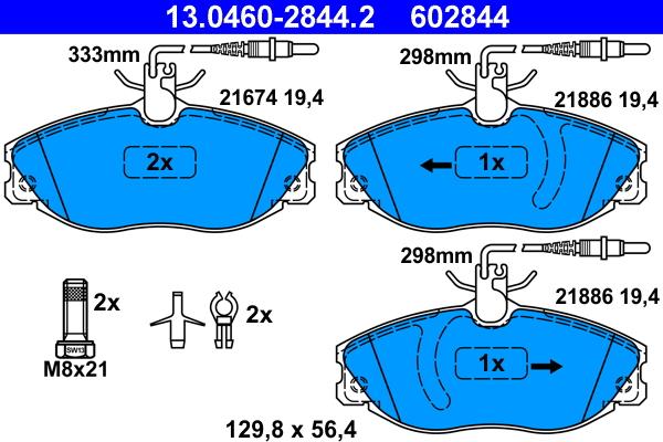 ATE 13.0460-2844.2 - Тормозные колодки, дисковые, комплект unicars.by