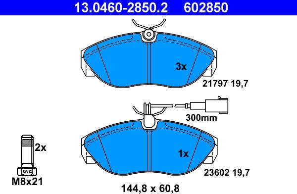 ATE 13.0460-2850.2 - Тормозные колодки, дисковые, комплект unicars.by