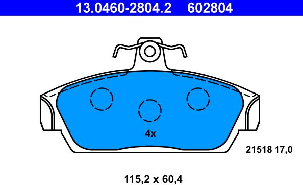 ATE 13.0460-2804.2 - Тормозные колодки, дисковые, комплект unicars.by