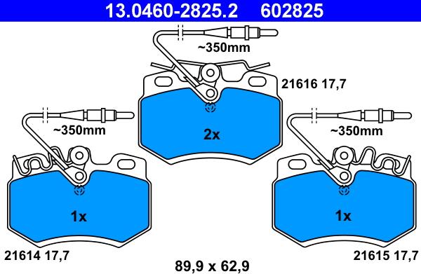 ATE 13.0460-2825.2 - Тормозные колодки, дисковые, комплект unicars.by