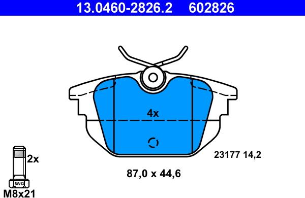 ATE 13.0460-2826.2 - Тормозные колодки, дисковые, комплект unicars.by