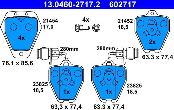 ATE 13.0460-2717.2 - Тормозные колодки, дисковые, комплект unicars.by