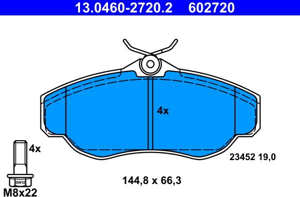 ATE 13.0460-2720.2 - Тормозные колодки, дисковые, комплект unicars.by